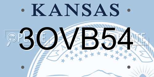 3OVB54 Kansas License Plate