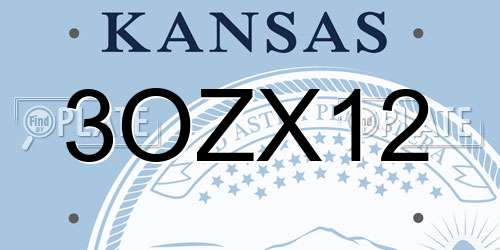 3OZX12 Kansas License Plate