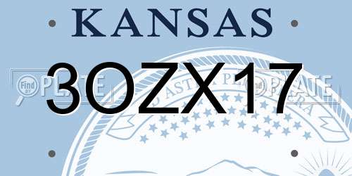 3OZX17 Kansas License Plate