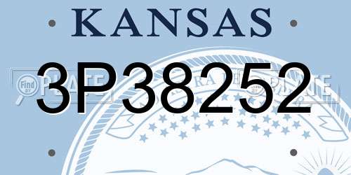 3P38252 Kansas License Plate