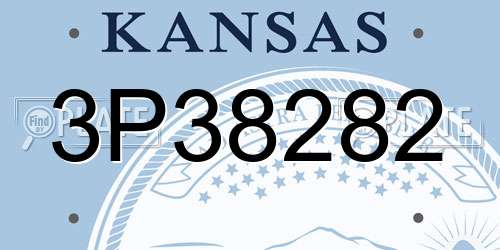 3P38282 Kansas License Plate