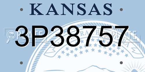 3P38757 Kansas License Plate