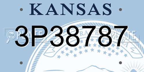 3P38787 Kansas License Plate