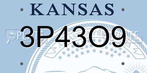 3P43O9 Kansas License Plate