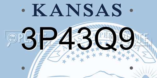 3P43Q9 Kansas License Plate
