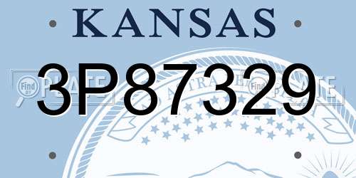 3P87329 Kansas License Plate