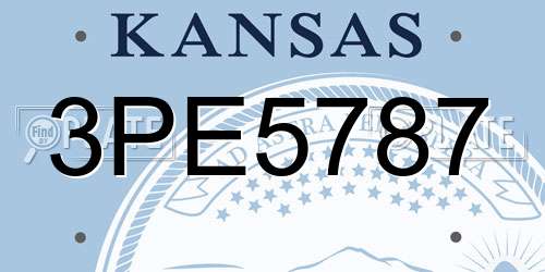 3PE5787 Kansas License Plate