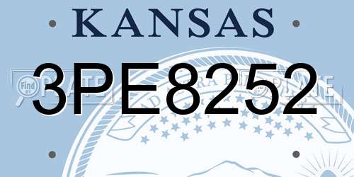 3PE8252 Kansas License Plate