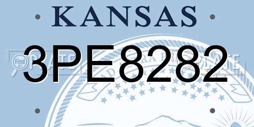 3PE8282 Kansas License Plate