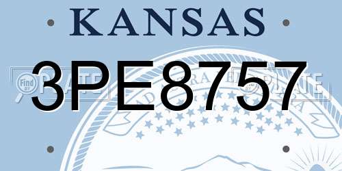 3PE8757 Kansas License Plate