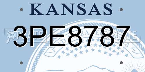3PE8787 Kansas License Plate