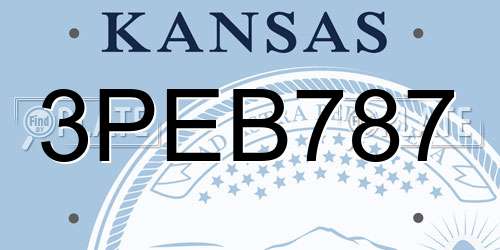 3PEB787 Kansas License Plate