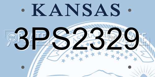 3PS2329 Kansas License Plate