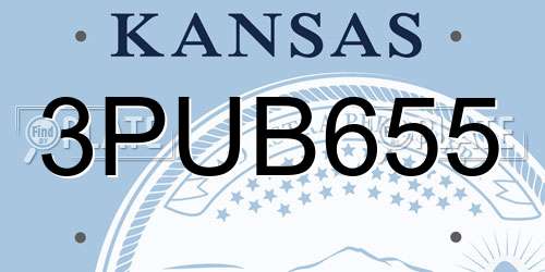 3PUB655 Kansas License Plate