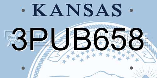 3PUB658 Kansas License Plate