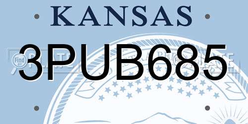 3PUB685 Kansas License Plate