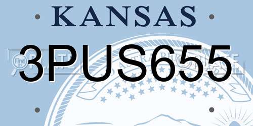 3PUS655 Kansas License Plate