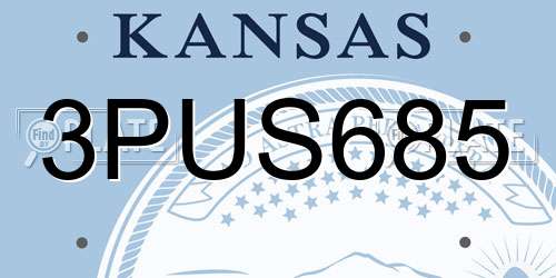3PUS685 Kansas License Plate