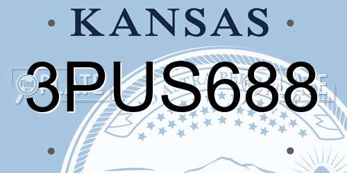 3PUS688 Kansas License Plate