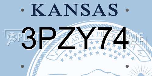 3PZY74 Kansas License Plate