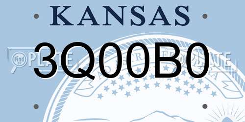 3Q00B0 Kansas License Plate