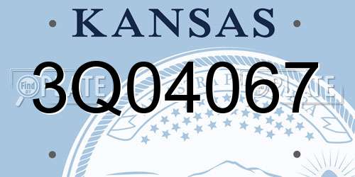 3Q04067 Kansas License Plate