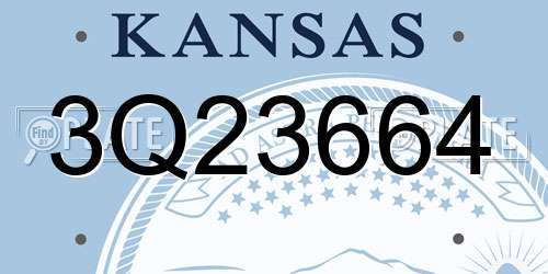 3Q23664 Kansas License Plate