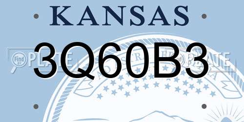 3Q60B3 Kansas License Plate