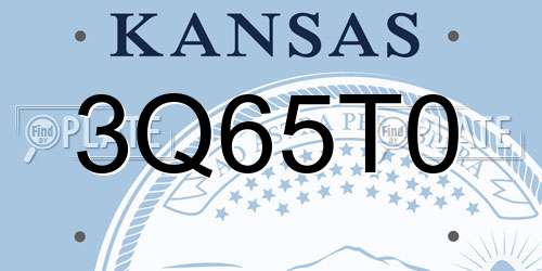 3Q65T0 Kansas License Plate