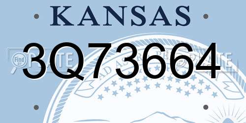3Q73664 Kansas License Plate