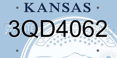 3QD4062 Kansas License Plate