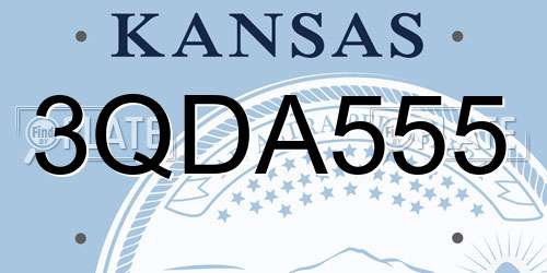 3QDA555 Kansas License Plate