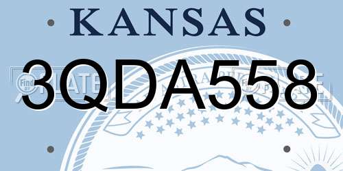 3QDA558 Kansas License Plate