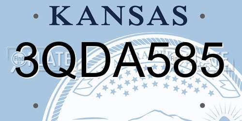 3QDA585 Kansas License Plate
