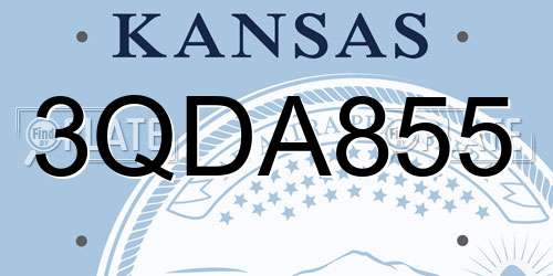 3QDA855 Kansas License Plate