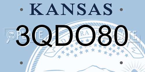 3QDO80 Kansas License Plate