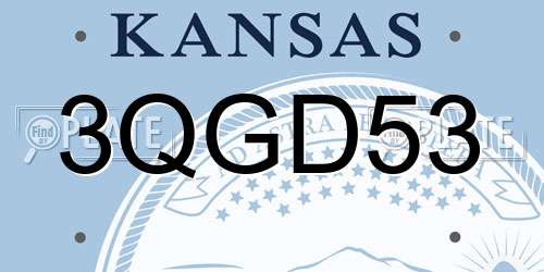 3QGD53 Kansas License Plate