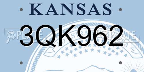 3QK962 Kansas License Plate