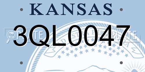 3QL0047 Kansas License Plate