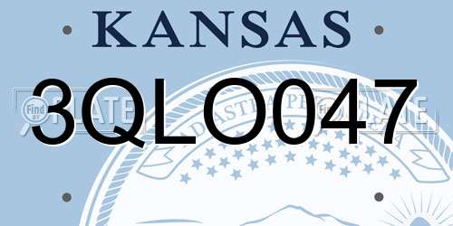 3QLO047 Kansas License Plate