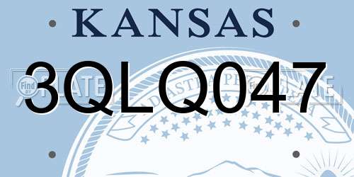 3QLQ047 Kansas License Plate