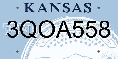 3QOA558 Kansas License Plate