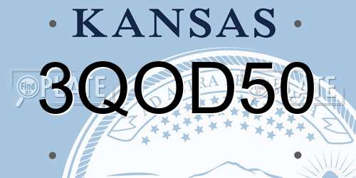 3QOD50 Kansas License Plate