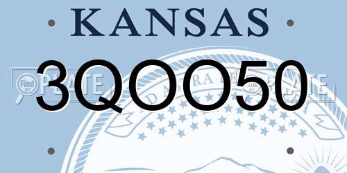 3QOO50 Kansas License Plate