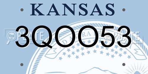 3QOO53 Kansas License Plate