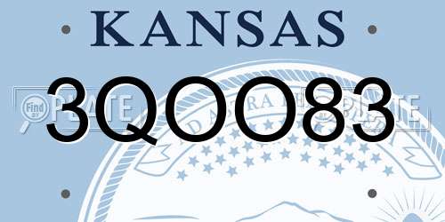 3QOO83 Kansas License Plate