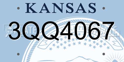 3QQ4067 Kansas License Plate