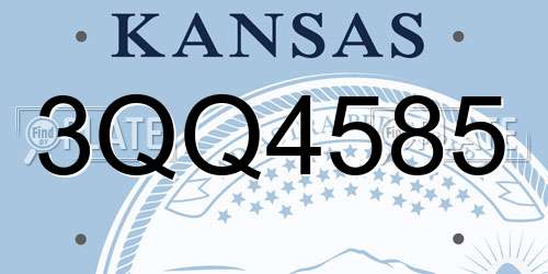 3QQ4585 Kansas License Plate