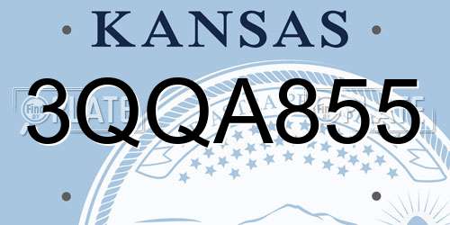 3QQA855 Kansas License Plate
