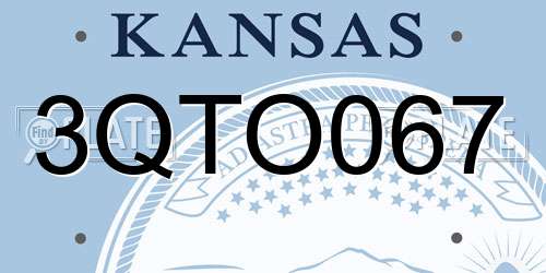 3QTO067 Kansas License Plate